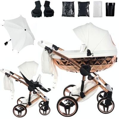 JUNAMA Passeggino TRIO Hand Craft 09 Bianco e Rame 2in1 3in1 4in1 + ombrellino (2 in 1 con Adattatori) JUNAMA Passeggino TRIO Hand Craft 09 Bianco e Rame 2in1 3in1 4in1 + ombrellino (2 in 1 con Adattatori)
