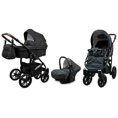 Babylux ® Bambini Passeggino Completo Set 3 in 1 Optimal incl. Navicella, Canna, Seggiolino Auto Carrozzina Neonati Sistema Combinato con Borsa fasciatoio, Copertura antipioggia ecc. Babylux ® Bambini Passeggino Completo Set 3 in 1 Optimal incl. Navicella, Canna, Seggiolino Auto Carrozzina Neonati Sistema Combinato con Borsa fasciatoio, Copertura antipioggia ecc.