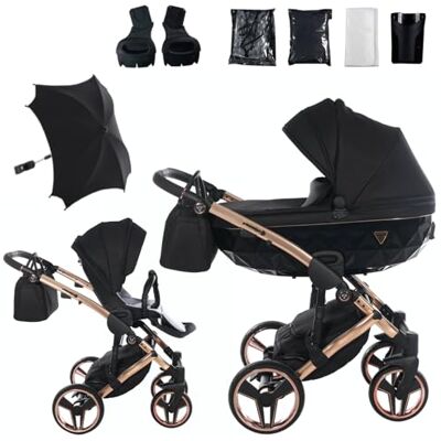JUNAMA Passeggino TRIO Diamond S 03 Nero e Rame 2in1 3in1 4in1 + ombrellino (2 in 1 con Adattatori) JUNAMA Passeggino TRIO Diamond S 03 Nero e Rame 2in1 3in1 4in1 + ombrellino (2 in 1 con Adattatori)