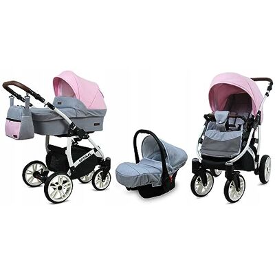 Babylux ® Bambini Passeggino Completo Set 3 in 1 Optimal incl. Navicella, Canna, Seggiolino Auto Carrozzina Neonati Sistema Combinato con Borsa fasciatoio, Copertura antipioggia ecc. Babylux ® Bambini Passeggino Completo Set 3 in 1 Optimal incl. Navicella, Canna, Seggiolino Auto Carrozzina Neonati Sistema Combinato con Borsa fasciatoio, Copertura antipioggia ecc.