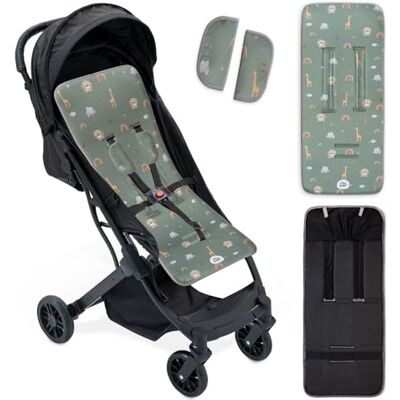 Interbaby Materassino per passeggino universale per estate Safari verde traspirante e confortevole copertura per passeggino 100% cotone, 84 x 34 cm, protezioni per imbracatura Interbaby Materassino per passeggino universale per estate Safari verde traspirante e confortevole copertura per passeggino 100% cotone, 84 x 34 cm, protezioni per imbracatura