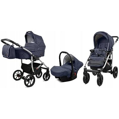 Babylux ® Bambini Passeggino Completo Set 3 in 1 Qbaro incl. Navicella, Canna, Seggiolino Auto Carrozzina Neonati Sistema Combinato con Borsa fasciatoio, Copertura antipioggia ecc. Babylux ® Bambini Passeggino Completo Set 3 in 1 Qbaro incl. Navicella, Canna, Seggiolino Auto Carrozzina Neonati Sistema Combinato con Borsa fasciatoio, Copertura antipioggia ecc.