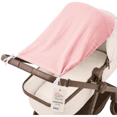 Totsy Baby Tenda parasole passeggino 70 x 45 cm telo mussola leggera regolabile UV ombra per neonato copertura estiva compatta resistente contro sole vento e pioggia Rosa cipria mussola Totsy Baby Tenda parasole passeggino 70 x 45 cm telo mussola leggera regolabile UV ombra per neonato copertura estiva compatta resistente contro sole vento e pioggia Rosa cipria mussola