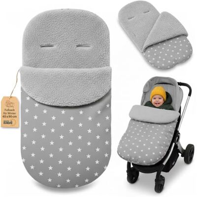 Totsy Baby Coprigambe Passeggino Universale in Boucle: 90x45 cm – Sacco Invernale foderato morbido con Vestibilità Universale – lavabile in lavatrice a 30 gradi per Bebè Oeko-Tex Grigio Con Stelle Totsy Baby Coprigambe Passeggino Universale in Boucle: 90x45 cm – Sacco Invernale foderato morbido con Vestibilità Universale – lavabile in lavatrice a 30 gradi per Bebè Oeko-Tex Grigio Con Stelle