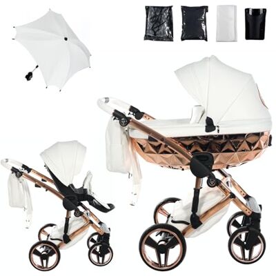JUNAMA Passeggino TRIO Hand Craft 09 Bianco e Rame 2in1 3in1 4in1 + ombrellino (2 in 1) JUNAMA Passeggino TRIO Hand Craft 09 Bianco e Rame 2in1 3in1 4in1 + ombrellino (2 in 1)