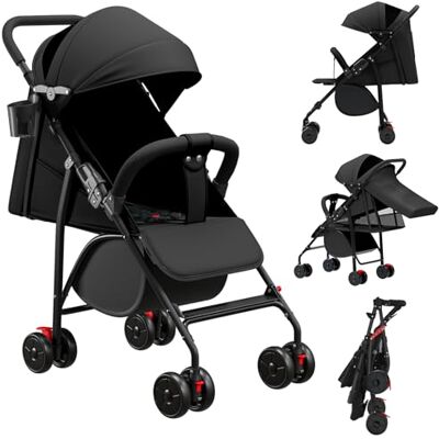 homewell Passeggino pieghevole, passeggino per bambini, posizione sdraiata, pieghevole, con cintura di sicurezza e tettuccio parasole, 0-4 anni fino a 22 kg (nero) homewell Passeggino pieghevole, passeggino per bambini, posizione sdraiata, pieghevole, con cintura di sicurezza e tettuccio parasole, 0-4 anni fino a 22 kg (nero)