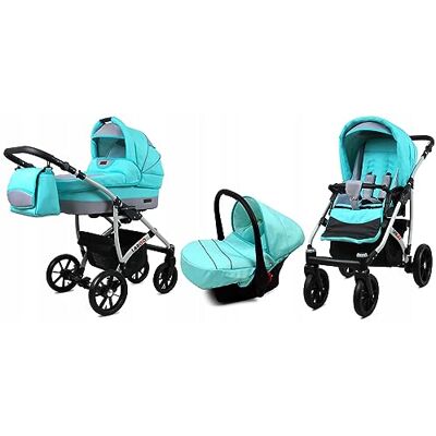 Babylux ® Bambini Passeggino Completo Set 3 in 1 Largo incl. Navicella, Canna, Seggiolino Auto Carrozzina Neonati Sistema Combinato con Borsa fasciatoio, Copertura antipioggia ecc. Babylux ® Bambini Passeggino Completo Set 3 in 1 Largo incl. Navicella, Canna, Seggiolino Auto Carrozzina Neonati Sistema Combinato con Borsa fasciatoio, Copertura antipioggia ecc.