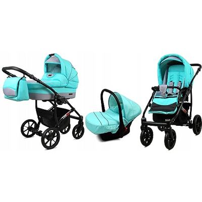 Babylux ® Bambini Passeggino Completo Set 3 in 1 Largo incl. Navicella, Canna, Seggiolino Auto Carrozzina Neonati Sistema Combinato con Borsa fasciatoio, Copertura antipioggia ecc. Babylux ® Bambini Passeggino Completo Set 3 in 1 Largo incl. Navicella, Canna, Seggiolino Auto Carrozzina Neonati Sistema Combinato con Borsa fasciatoio, Copertura antipioggia ecc.