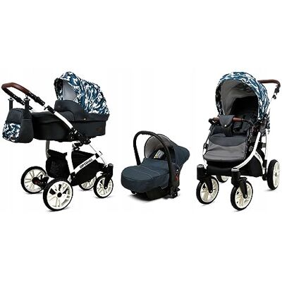 Babylux ® Bambini Passeggino Completo Set 3 in 1 Optimal incl. Navicella, Canna, Seggiolino Auto Carrozzina Neonati Sistema Combinato con Borsa fasciatoio, Copertura antipioggia ecc. Babylux ® Bambini Passeggino Completo Set 3 in 1 Optimal incl. Navicella, Canna, Seggiolino Auto Carrozzina Neonati Sistema Combinato con Borsa fasciatoio, Copertura antipioggia ecc.