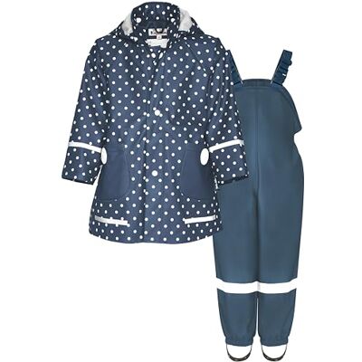 Playshoes Regen-Set Regenlatzhose Tuta antipioggia, tinta unita, 92 (confezione da 2) unisex per bambini, Piselli blu tinta unita, 92 cm Playshoes Regen-Set Regenlatzhose Tuta antipioggia, tinta unita, 92 (confezione da 2) unisex per bambini, Piselli blu tinta unita, 92 cm