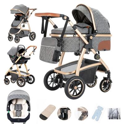 Gcarebb Passeggino 3 in 1, Passeggini Cittadine Con Seggiolino Auto, Passeggino con manubrio regolabile in altezza, Passeggini Combinato Paesaggio Alto Telaio in Alluminio Per Neonato 0-4 anni Gcarebb Passeggino 3 in 1, Passeggini Cittadine Con Seggiolino Auto, Passeggino con manubrio regolabile in altezza, Passeggini Combinato Paesaggio Alto Telaio in Alluminio Per Neonato 0-4 anni