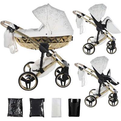 JUNAMA Passeggino Diamond Heart 2in1 3in1 4in1 (01 bianco e oro, 2in1) JUNAMA Passeggino Diamond Heart 2in1 3in1 4in1 (01 bianco e oro, 2in1)