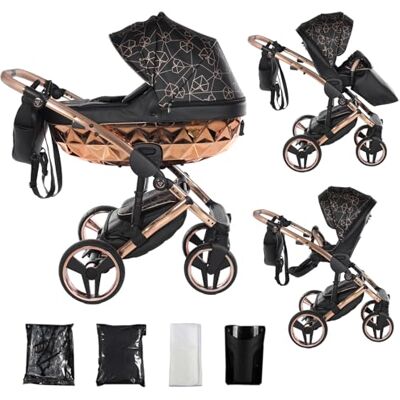 JUNAMA Passeggino Diamond Heart 2in1 3in1 4in1 (02 nero e rame, 2in1) JUNAMA Passeggino Diamond Heart 2in1 3in1 4in1 (02 nero e rame, 2in1)