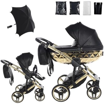 JUNAMA Passeggino TRIO Hand Craft 05 Nero e Oro 2in1 3in1 4in1 + ombrellino (2 in 1) JUNAMA Passeggino TRIO Hand Craft 05 Nero e Oro 2in1 3in1 4in1 + ombrellino (2 in 1)