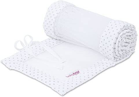 babybay Babynest Mesh-Piqué Suitable For Model Maxi, Boxspring, Comfort And Comfort Plus, White Points Pearl Grey 200 g