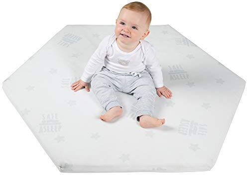 roba Materasso per Box safe asleep Air, Esagonale, 97 x 112 cm, Rivestimento in Jacquard, Imbottito, Sfoderabile e Lavabile, con Zip, Bianco