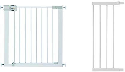 Safety 1st Easy Close Metal Cancelletto di Sicurezza per Bambini, Cani, Scale, Si Fissa a Pressione senza Forare il Muro, in Metallo, Colore Bianco +  Estensione Cancelletto Sicurezza Bambini, Prolunga 28 cm per Cancelletti Easy Close Metal e Auto Close