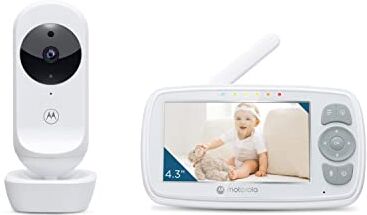 Motorola VM34 Baby Monitor con Telecamera, Schermo a Colori da 4.3 Pollici, Visione Notturna a Infrarossi, Ninne Nanne