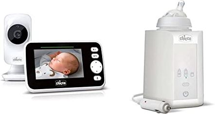 Chicco Baby Monitor Video Deluxe, Videocamera Per Neonati E Bambini Con Schermo A Colori Lcd 4.3" & Scaldabiberon Portatile Da Viaggio E Scaldapappa