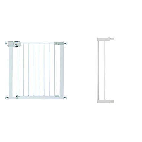 Safety 1st Easy Close Metal Cancelletto di Sicurezza per Bambini, Cani, Scale, Si Fissa a Pressione senza Forare il Muro, in Metallo, Colore Bianco +  Estensione Cancelletto Sicurezza Bambini, Prolunga 14 cm per Cancelletti Easy Close Metal, Flat Step e A