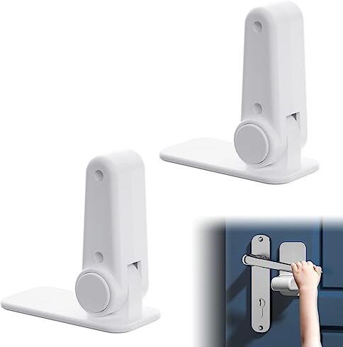 BNOYONERAS Blocca Maniglia Porta, Blocco Maniglia Antifurto per Bambini, Blocca Porta di Sicurezza per Bambini, Blocca Porte e Finestre, Chiusure Sicurezza Bambini Autoadesiva per Porte Armadi Finestre, 2 Pezzi