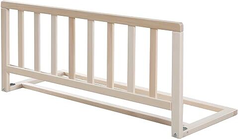 roba Barriera per Letto in Legno da 90 cm Protezione Sicura Anticaduta per Neonati e Bambini da 18 mesi Installazione Semplice Senza Forature Altezza 38 cm Naturale