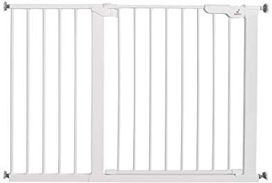 BabyDan Premier, cancelletto extra largo per scale, copre aperture tra 119,3 – 125,6 cm, cancello di sicurezza per bambini, in metallo, bianco, prodotto in Danimarca – (cancello per animali