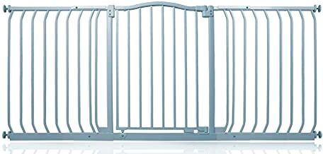 Safetots Cancelletto di Sicurezza con Cima Curva, 161cm 170cm, Grigio Opaco, Montaggio a Pressione per Scale, Cancelletto per Bambini per Porte, Corridoi e Spazi, Barriera di Sicurezza