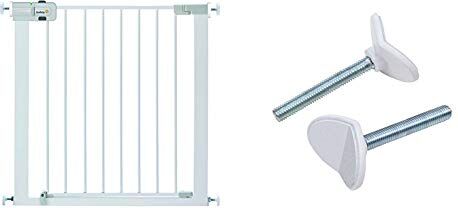 Safety 1st Easy Close Metal Cancelletto di Sicurezza per Bambini, Cani, Scale, Si Fissa a Pressione senza Forare il Muro, in Metallo, Colore Bianco +  Staffe a Y per Installare il Cancelletto per Bambini Easy Close Metal