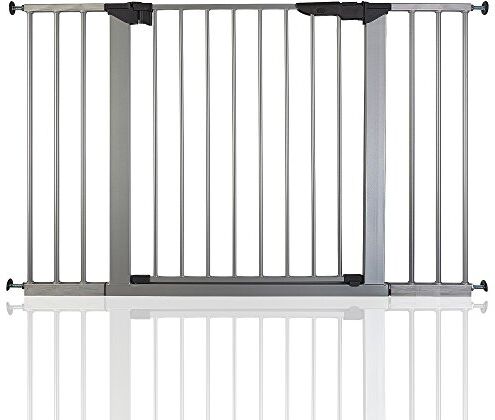 Safetots Cancello di Sicurezza per scale senza viti, 112cm 119.3cm, Argento, Cancelletto di Sicurezza a pressione per Bambini, nessuna perforazione necessaria, barriera di Sicurezza