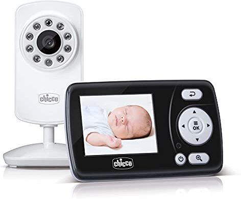 Chicco Baby Monitor Video Smart, Videocamera Per Neonati E Bambini Con Schermo A Colori Lcd 2.4", 63 X 72 X 30 Cm, Nero Bianco