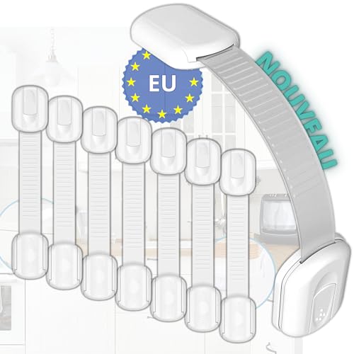 ABBI Essentiels Blocca Cassetti per bambini   Kit 8 pezzi sicurezza cassetti bambini con 3M adesivo   Raschietto di Rimozione INCLUSO   Installazione facile senza utensili   Blocco per armadietto, cassetto