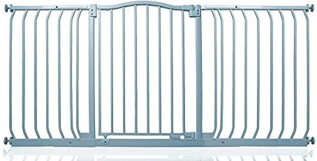 Safetots Cancelletto di Sicurezza con Cima Curva, 152cm 161cm, Grigio Opaco, Montaggio a Pressione per Scale, Cancelletto per Bambini per Porte, Corridoi e Spazi, Barriera di Sicurezza