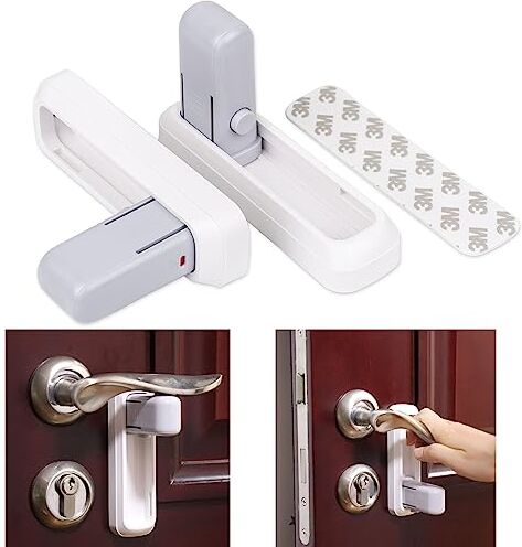 Your Day Mate Blocca Maniglia, 2 pezzi, Bianco, per Bambini e Animali Domestici, Blocca porte e finestre, con Adesivo speciale, Chiusura di Sicurezza per Bambini, Blocca Maniglia per Porte, Sicurezza Blocca porte