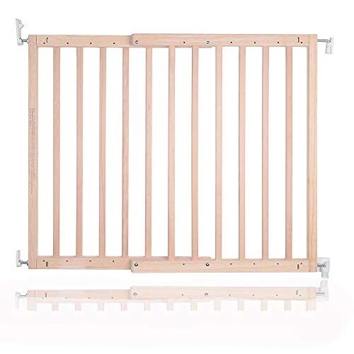 Safetots Cancelletto per scale in legno robusto a vite, Naturale, 63,5 cm 105,5 cm, Cancelletto per bambini in legno, Barriera di sicurezza a vite, Installazione facile.