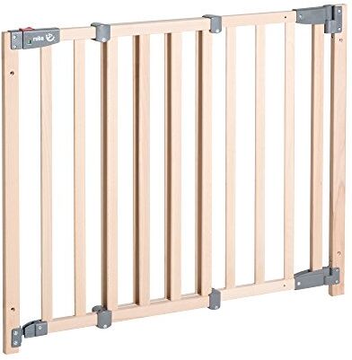 roba Cancelletto di Sicurezza per Porta "Safety Up", con Indicatore Visivo, Faggio Solido, 70-118,5 cm, Legno Naturale