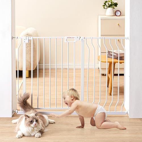 VEVOR Barriera di sicurezza estensibile, 75-123 cm, altezza 76 cm, barriera per scale con chiusura automatica, senza foratura, grande apertura da 533 mm a 180° recinzioni per bambini e cani per