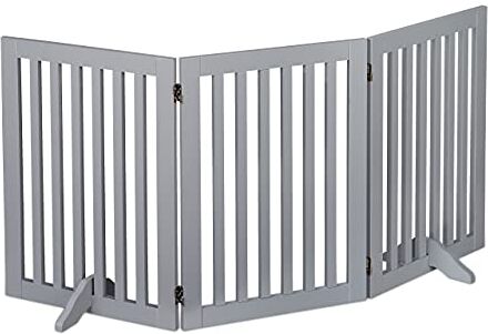 Relaxdays Cancelletto per Bambini, Barriera per Cani e Neonati, Recinzione per Scale, Cancellino HxL 70 x 154 cm, Grigio, 100% Fibra di Legno