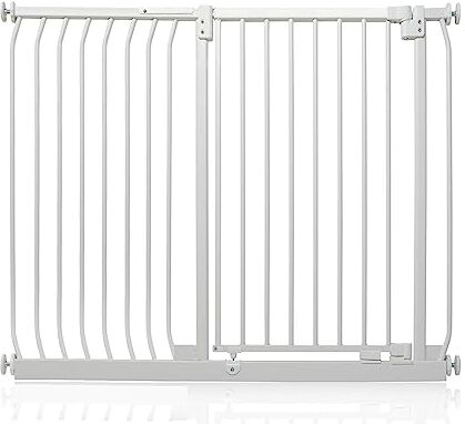 Safetots Extra Alto Elite Cancellino di Sicurezza, 125cm 134cm, Bianco Opaco, Altezza Extra Alto 100cm, Cancelletto di Sicurezza a Pressione per Scale, Barriera di Sicurezza, Installazione Facile