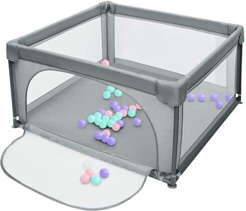 Cannoli Parco Bebe con tappeto per bambini, parco per bambini, parco per bambini, parco per bambini con 4 anelli, area giochi non tossica e sicura per i bambini, parco per bambini con porta con cerniera, 120