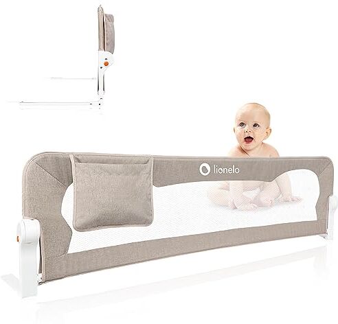 lionelo Eva Sponda letto universale Barriera protettiva per letto 150 cm Installazione facile, 180gradi di reclinazione, Sponda pieghevole con blocco Standsafe Sicura e Tasca, Cancelletto per bambini