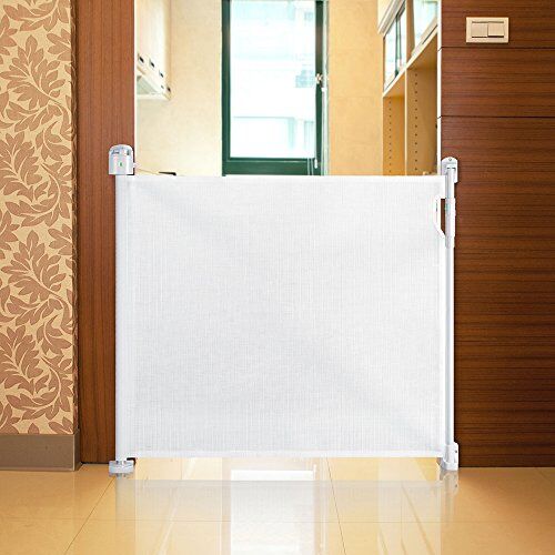 Safetots Cancello di Sicurezza Avanzato a Scomparsa, Bianco, 20cm 120cm, Cancello di Sicurezza a Scomparsa per Bambini, Barriera di Sicurezza a Rullo