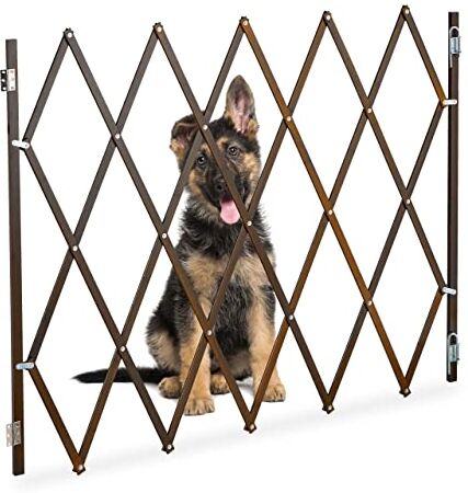 Relaxdays Cancelletto di Sicurezza per Cani, Recinzione Allungabile Fino a 130 cm, Alto 87,5-100 cm, in bambù, Marrone