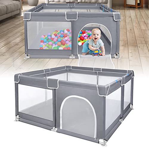 Aufun Box per bambini, griglia di intercettazione, grande area giochi di sicurezza, per bambini, grigio scuro (127 x 127 x 68 cm)