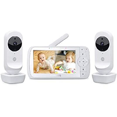 Motorola Nursery VM35-2 / Ease 35 Twin Baby Monitor con 2 telecamere 5.0 pollici Video Baby Monitor Display Split Screen Display Visione Nonna Ninna Nanne Comunicazione Bidirezionale Zoom Temperatura Motorola Nursery VM35-2 / Ease 35 Twin Baby Monitor con 2 telecamere 5.0 pollici Video Baby Monitor Display Split Screen Display Visione Nonna Ninna Nanne Comunicazione Bidirezionale Zoom Temperatura