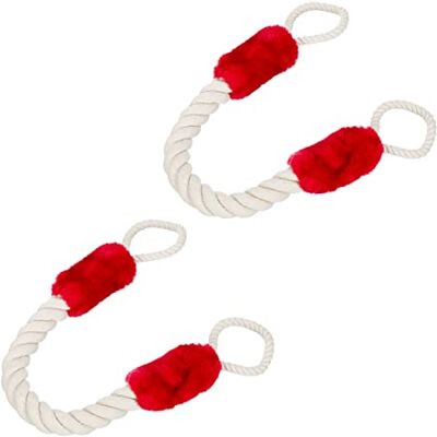 Relaxdays Fermaporta a Corda in Set da 2, Lunghi 60cm, Paracolpi da Maniglia, Sicurezza Bambini e Animali, Beige Rosso Relaxdays Fermaporta a Corda in Set da 2, Lunghi 60cm, Paracolpi da Maniglia, Sicurezza Bambini e Animali, Beige Rosso