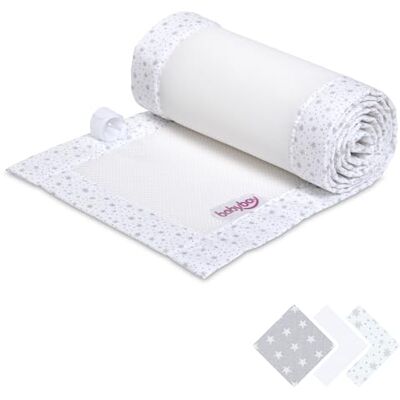 babybay Paracolpi in rete 3D adatto per modello Original, bianco con stelle glitterate argento babybay Paracolpi in rete 3D adatto per modello Original, bianco con stelle glitterate argento