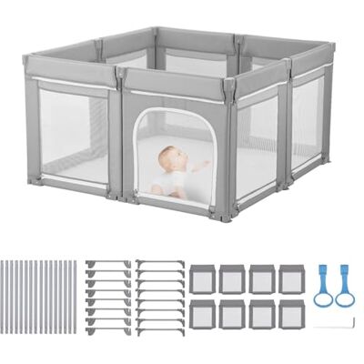 VEVOR Recinto per Bambini, 1200 x 1200 mm, Recinto Pieghevole, per Bambini con Porta Cerniera e Morbida Rete Traspirante, Centro Attività di Sicurezza Senza Fessure per Interni Esterni VEVOR Recinto per Bambini, 1200 x 1200 mm, Recinto Pieghevole, per Bambini con Porta Cerniera e Morbida Rete Traspirante, Centro Attività di Sicurezza Senza Fessure per Interni Esterni