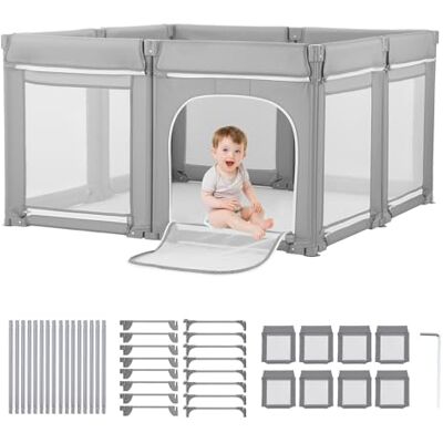 VEVOR Recinto per Bambini, 2000 x 1780 mm, Recinto Pieghevole in Tessuto Oxford 210D, per Bambini con Porta Cerniera e Morbida Rete Traspirante, Centro Attività di Sicurezza per Interni Esterni VEVOR Recinto per Bambini, 2000 x 1780 mm, Recinto Pieghevole in Tessuto Oxford 210D, per Bambini con Porta Cerniera e Morbida Rete Traspirante, Centro Attività di Sicurezza per Interni Esterni