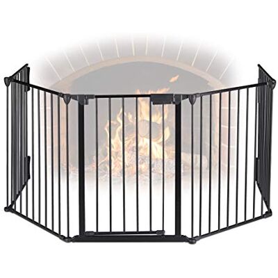 Relaxdays Cancelletto per Cani & Bambini, Set da 5 Parti Barriera Protettiva per la Stufa & Il Caminetto, H: 75 cm, Nero Relaxdays Cancelletto per Cani & Bambini, Set da 5 Parti Barriera Protettiva per la Stufa & Il Caminetto, H: 75 cm, Nero